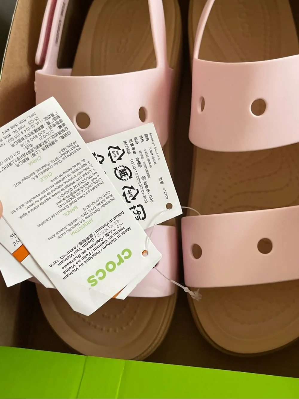 CROCS kids brooklyn Pastel Pink Slingback Platform Sandals junior 6